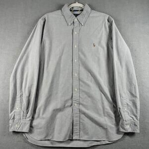 Polo Ralph Lauren Mens Large Gray Oxford Button Down Shirt Long Sleeve EUC